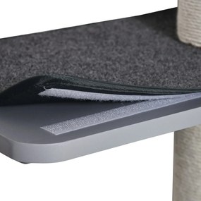 Drapak dla kota Ścianka wspinaczkowa 4 poziomy MDF Juta jasnoszara + beżowa Pawhut