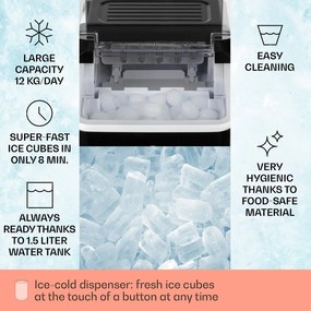 Klarstein ChillOut 12kg/24h 0.6L Kostkarka do Lodu Czarny