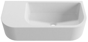 Umywalka betonowa wisząca / nablatowa półokrągła z półką bez otworu na baterię 65 x 30 cm LARMO | różne kolory : Kolor - Biały (beton), Typ montażu - nablatowa