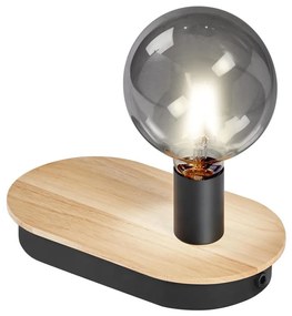 Ledvance - Dotykowa lampa stołowa z konektorem USB DECOR WOOD 1xE27/8W/230V