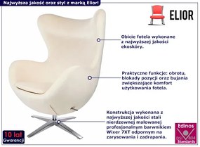 Beżowy fotel jajo do biura - Arha 5X