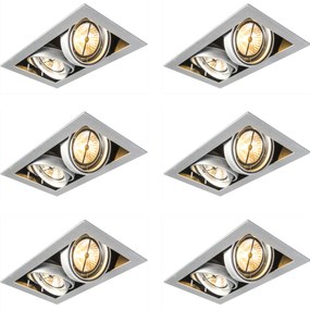 Zestaw 6 reflektorów wpuszczanych stalowych AR111 regulowanych 2-punktowych - Oneon