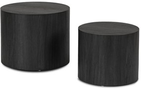 Zestaw Stolików Kawowych LEILA 38 cm/48 cm Czarny Loft