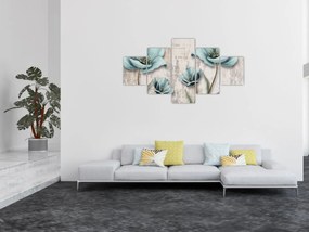 Obraz - Kwiaty na teksturze (125x70 cm)