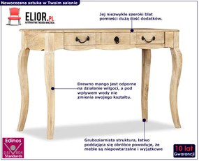 Stolik typu konsola z drewna mango - Nortix