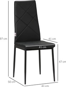 HOMCOM Zestaw 4 Krzesła Jadalniane Kuchenne Nowoczesny Design 41x50x97cm Czarne | Aosom PL