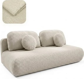 Sofa BASE Rozkładana Dwuosobowa Beżowa Boucle Japandi