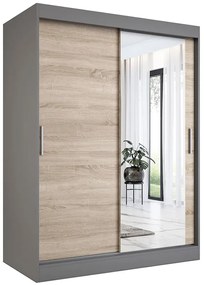 Szafa przesuwna antracyt + dąb sonoma 150 cm - Massi 4X