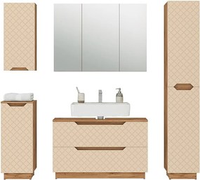 Zestaw mebli łazienkowych dąb/kaszmir ze strukturą płytek 99.4x32x62.5 lotta