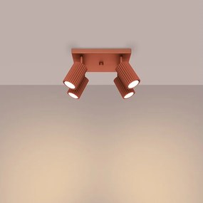 Lampa sufitowa minimalistyczny Gloow, aluminium - 4 źródło światła 3000K - L.25 x H.16.5 cm - ochra czerwona