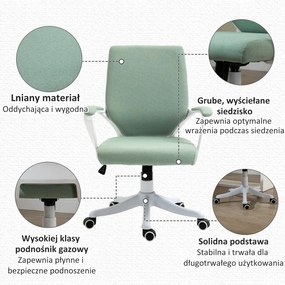 Vinsetto Fotel biurowy obrotowy z regulacją wysokości grubo wyściełany zielono-biały poliester | Aosom PL
