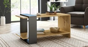 Prostokątna Ława Czarny Z Półką Dąb Artisan + F2-B40