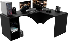 Biurko narożne do gamingu Carbon z otwartym regałem