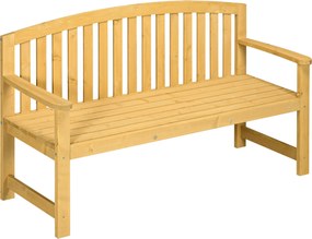 Outsunny 2-osobowa ławka ogrodowa z drewna, odporne siedzisko, meble ogrodowe z oparciem, nośność 240 kg 140 x 50 x 85 cm, Pomarańczowy | Aosom PL