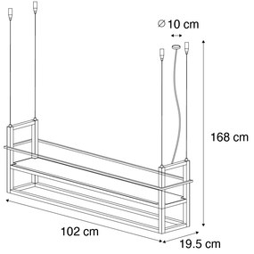 Industrialna lampa wisząca beżowa 4-punktowa - Cage RackPrzemysłowy Oswietlenie wewnetrzne