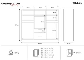 Biała szafa 255x217 cm Wells – Cosmopolitan Design