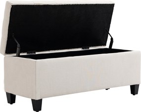 HOMCOM Ławka tapicerowana ławka ze schowkiem poliester imitacja lnu drewno kolor kremowy