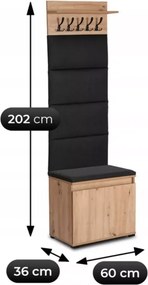 Wieszak do przedpokoju z siedziskiem Nivotis 60 cm szafka na buty panel dąb artisan loft