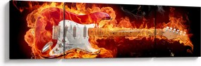 Obraz - Gitara w płomieniach (170x50 cm)