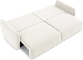Kremowa aksamitna rozkładana/ze schowkiem sofa 238 cm Kalena – Makamii