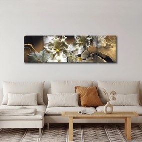 Obraz - Orchidea kwiaty na marmurowym tle (170x50 cm)