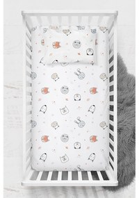 Białe prześcieradło dziecięce do łóżeczka z bawełny renforcé z gumką 70x120 cm Safari – Mijolnir