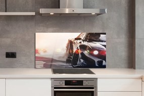 Panel szklany do Kuchni Luksusowe Czarne Auto