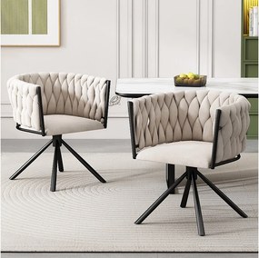 Zestaw 2 obrotowych krzeseł welurowych - 71 x 51,5 x 51,5 cm - do salonu i sypialni - z czterema metalowymi nogami - szary