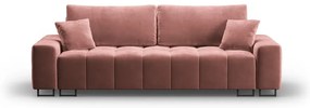 Różowa aksamitna rozkładana sofa ze schowkiem 250 cm Wicklow – Cosmopolitan Design