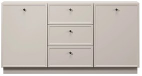 Komoda Lorini 150 cm z szufladami - kaszmir / czarne uchwyty