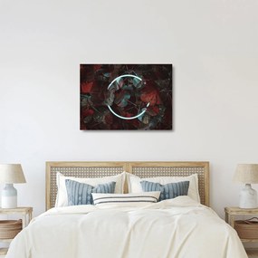 Obraz na szkle - Neonowe koło między palmami (70x50 cm)