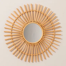 Okrągłe Lustro Ścienne Ø60 Cm Z Rattanu Beku Natural - Sklum
