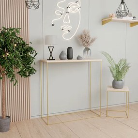 Nowoczesna konsola dąb sonoma + złoty  S7-E10