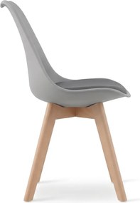 Szare krzesło BALI MARK z bukowymi nogami, ciemnoszare siedzisko