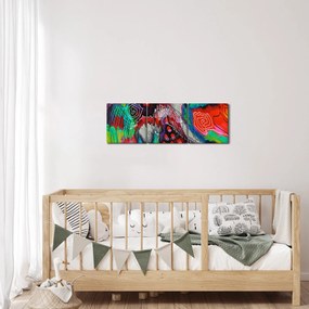 Abstrakcyjny obraz - kolory (z zegarem) (90x30 cm)