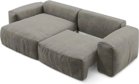 Szary rozkładany narożnik z tkaniny szenilowej (lewostronny/z szezlongiem) Kuki – Makamii