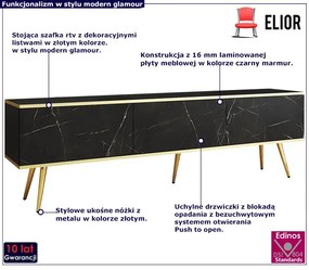 Szafka na telewizor marmur + złoty - Ormond 9X