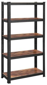Regał DUSTY, 5 półek, max 650kg, czarna/brązowa SongmicsHome