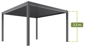 PERGOLA OGRODOWA ELEKTRYCZNA LUXE 4X4X2.5 M ALUMINIOWA Z OŚWIETLENIEM LED ANTRACYT