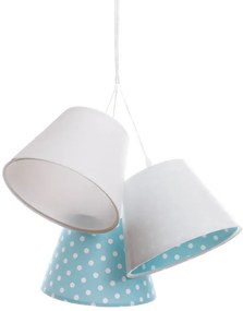 Biało-niebieska dziecięca lampa wisząca w groszki D7-D05