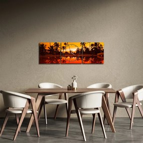 Obraz - Zachód słońca nad kurortem (z zegarem) (90x30 cm)