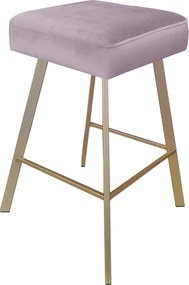Hoker MAX krzesło barowe tkanina Welur podstawa metalowa : Kolor nogi - Złota profil, Kolor tkaniny - VELVET - MG55, Typ siedziska - Siedzisko stałe