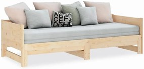 Łóżko rozsuwane z naturalnego drewna 2x(80x200) cm - Eluwin 3X