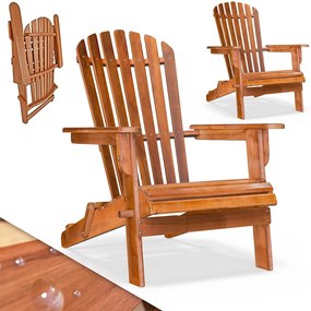 Casaria Leżak ogrodowy ADIRONDACK, składany, 69x84x94cm, naturalny brąz