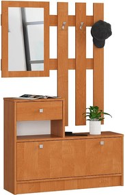 Zestaw mebli z szafką na buty AKORD Olcha 90 cm 1 drzwi 1 szuflada kolor Olcha mat 2 półki 90x25x170 cm