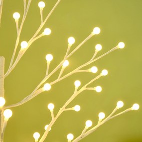 HOMCOM Sztuczna brzoza z 120 diodami LED, 3 poziomy jasności, składane gałęzie, IP44, 150 cm, Biały
