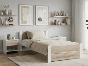 Łóżko IKAROS DOUBLE 90 x 200 cm, biały/dąb sonoma Stelaż: Bez stelaża, Materac: Bez materaca