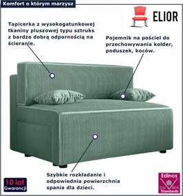 Miętowa tapicerowana sofa rozkładana M1-P69