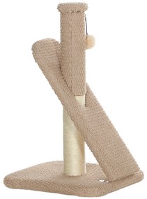 PawHut Drapak z deską do drapania, piłką do zabawy, strukturą z nopami/sizalem, 54 cm, Jasnobrązowy