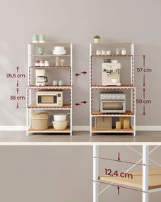 Regał kuchenny LORANO 167x80 cm, biały / dekor dąb